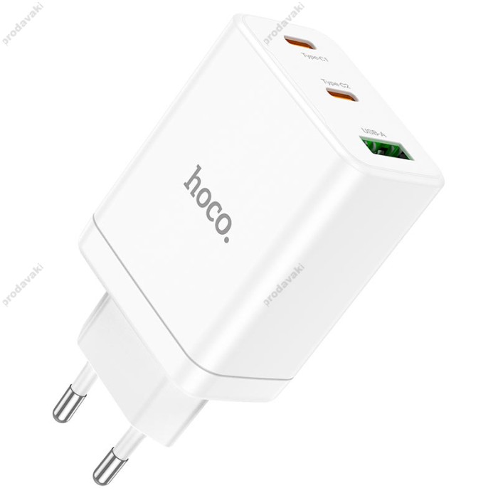 Мережевий зарядний пристрій Hoco N33 Start three-port charger Lightning cable 35W White