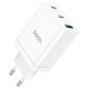 Мережевий зарядний пристрій Hoco N33 Start three-port charger Lightning cable 35W White
