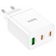 Мережевий зарядний пристрій Hoco N33 Start three-port charger Lightning cable 35W White