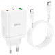 Мережевий зарядний пристрій Hoco N33 Start three-port charger Lightning cable 35W White