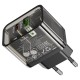 Мережевий зарядний пристрій HOCO N34 dazzling dual-port Lightning cable 20W Transparent-black