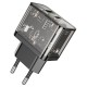 Мережевий зарядний пристрій HOCO N34 dazzling dual-port Lightning cable 20W Transparent-black