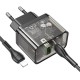 Мережевий зарядний пристрій HOCO N34 dazzling dual-port Lightning cable 20W Transparent-black