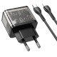 Мережевий зарядний пристрій HOCO N34 dazzling dual-port Lightning cable 20W Transparent-black