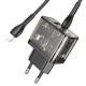 Мережевий зарядний пристрій HOCO N34 dazzling dual-port Lightning cable 20W Transparent-black