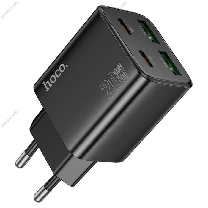 Мережевий зарядний пристрій HOCO N55 Fundador four-port charger Type-C cable 20W Black