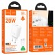 Мережевий зарядний пристрій HOCO N60 Gentle single port charger Type-C cable 20W White