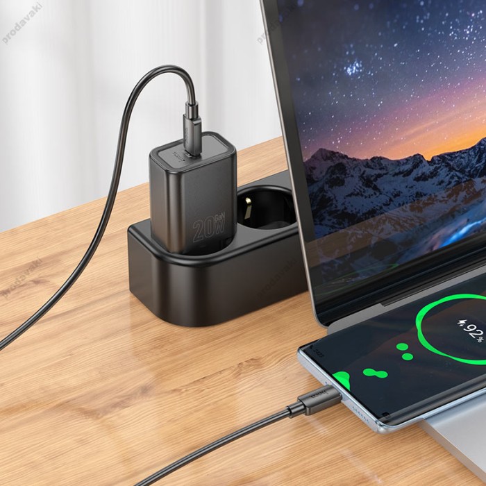 Мережевий зарядний пристрій HOCO N60 Gentle single port charger 20W Black
