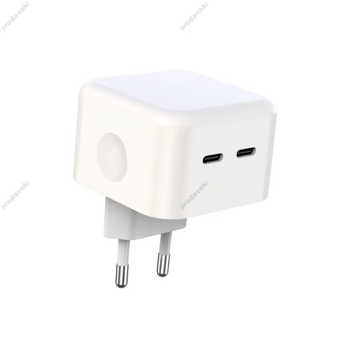 Мережевий зарядний пристрій XO L102 NB124 35W dual Type-c port fast charger with Type-C cable White
