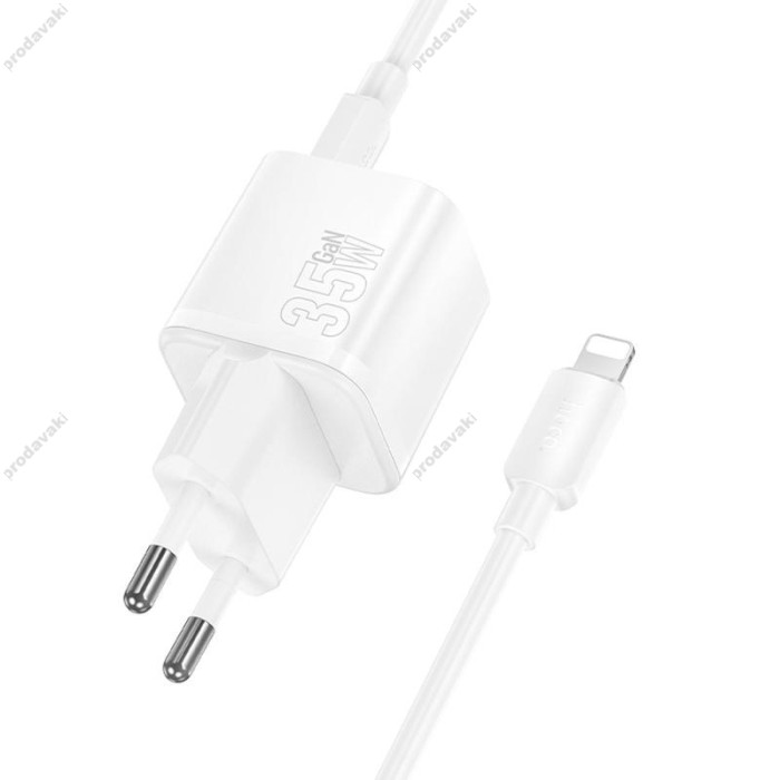 Мережевий зарядний пристрій HOCO N66 Smart Lightning cable 35W White