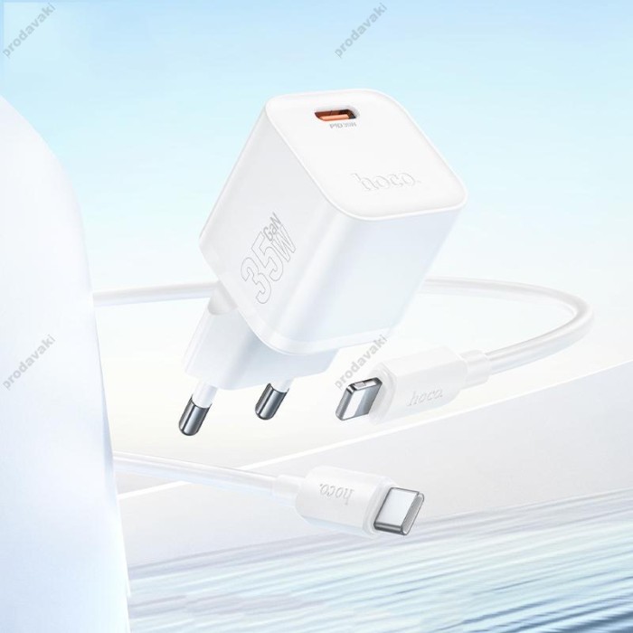 Мережевий зарядний пристрій HOCO N66 Smart Lightning cable 35W White