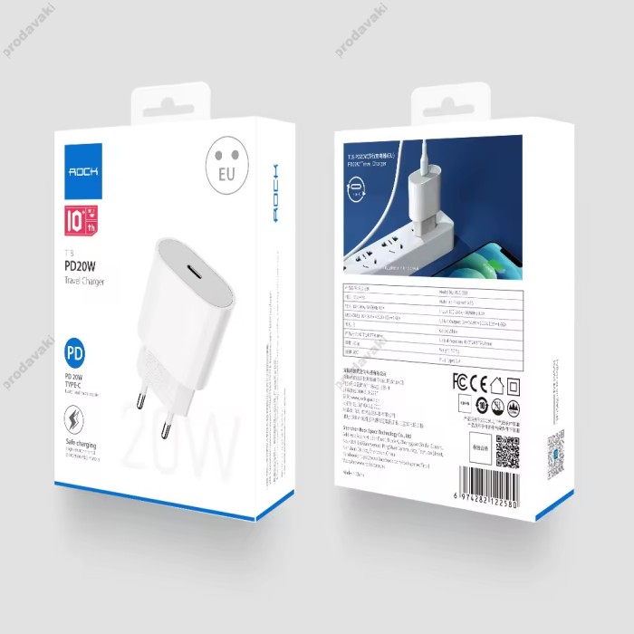 Мережевий зарядний пристрій Rock T18 Travel 20W White