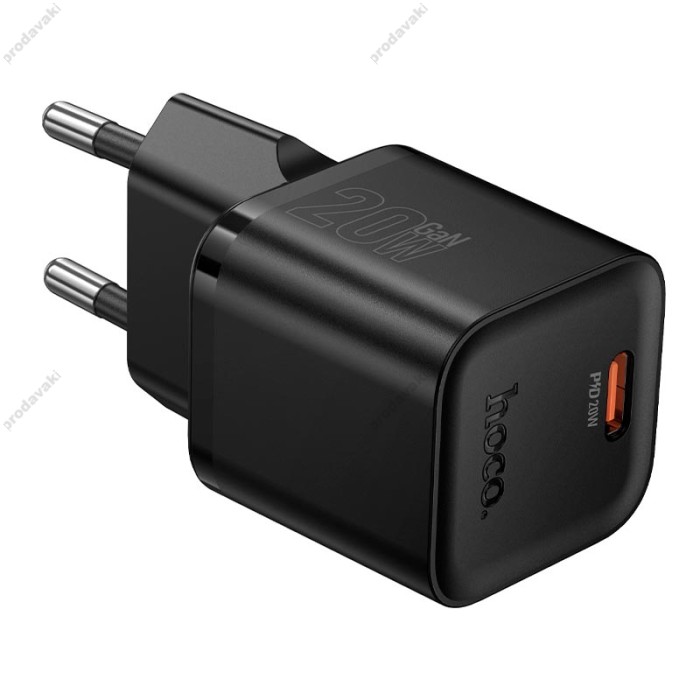 Мережевий зарядний пристрій HOCO N64 Ingenious single port PD charger Type-C cable 20W Black