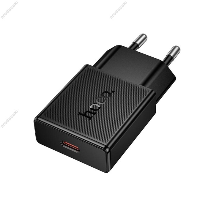 Мережевий зарядний пристрій HOCO N72 Speed single-port PD ultra-thin chargerType-C cable 20W Black
