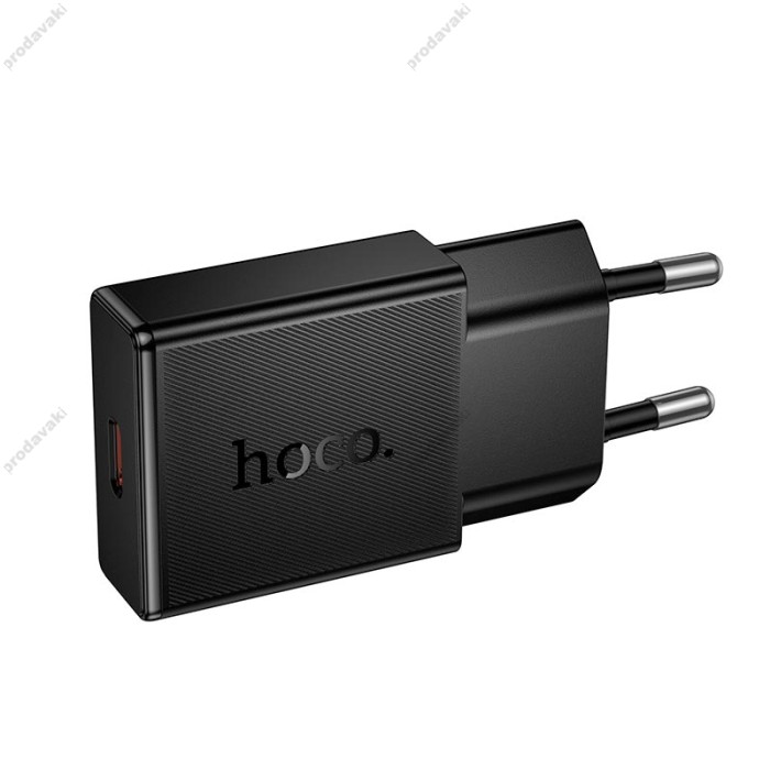 Мережевий зарядний пристрій HOCO N72 Speed single-port PD ultra-thin chargerType-C cable 20W Black