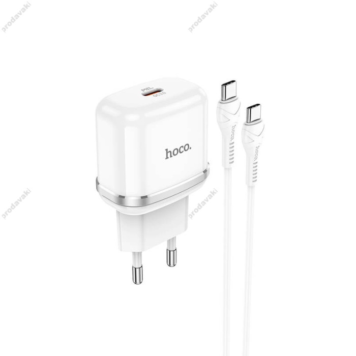 Мережевий зарядний пристрій HOCO N24 Victorious single port charger Type-C cable 20W White