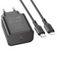 Мережевий зарядний пристрій Borofone BA71A Power single port charger Lightning cable 20W Black