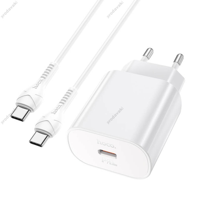Мережевий зарядний пристрій HOCO N22 Jetta Type-C cable 25W White
