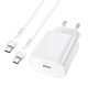Мережевий зарядний пристрій HOCO N22 Jetta Type-C cable 25W White