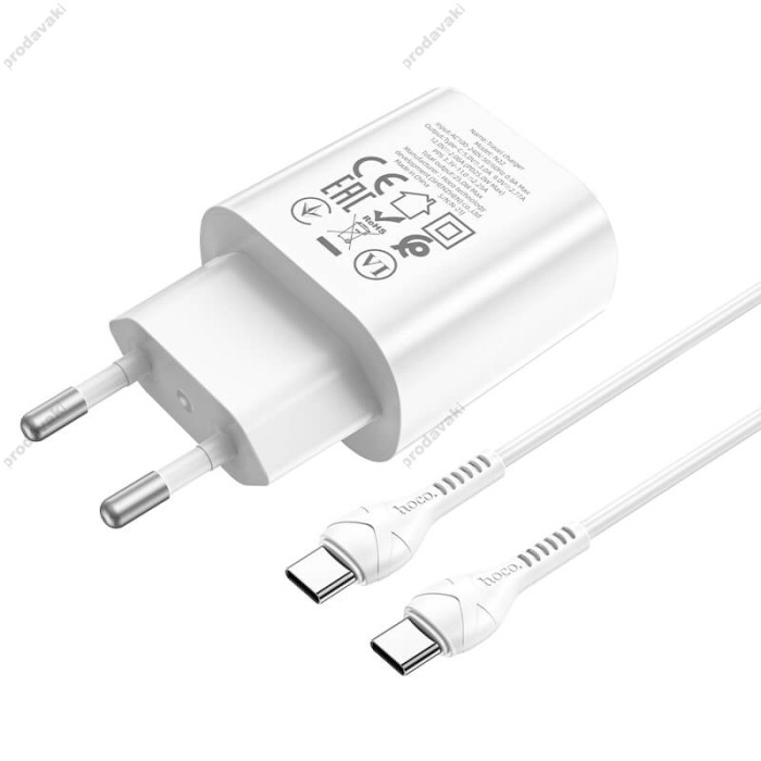 Мережевий зарядний пристрій HOCO N22 Jetta Type-C cable 25W White