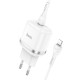 Мережевий зарядний пристрій HOCO N24 Victorious single port charger Lightning cable 20W White