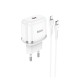 Мережевий зарядний пристрій HOCO N24 Victorious single port charger Lightning cable 20W White