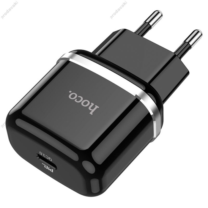 Мережевий зарядний пристрій HOCO N24 Victorious single port charger Type-C cable 20W Black