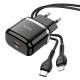 Мережевий зарядний пристрій HOCO N24 Victorious single port charger Lightning cable 20W Black