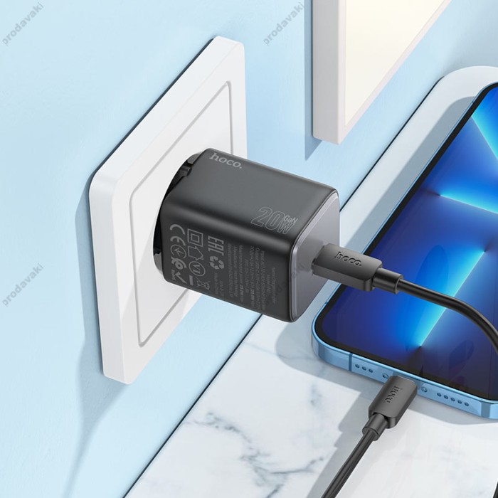 Мережевий зарядний пристрій HOCO N40 Mighty single port charger 20W Black