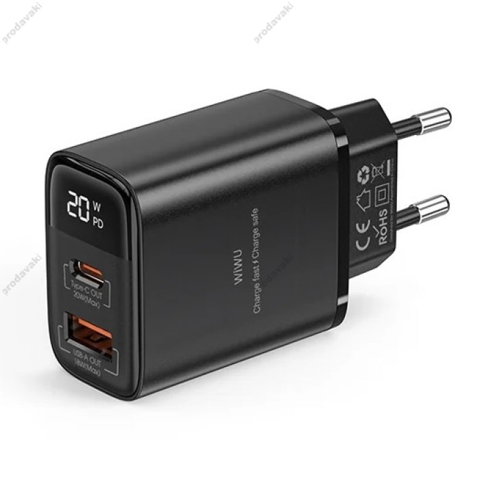 Мережевий зарядний пристрій Wiwu Wi-G009 Firefly GaN Fast Charger 20W Black