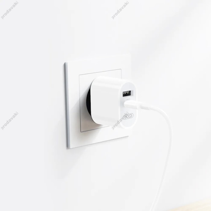 Мережевий зарядний пристрій XO L97 Home charger Type-C cable 12W White