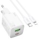 Мережевий зарядний пристрій Hoco N41 Almighty charger Lightning cable 20W White