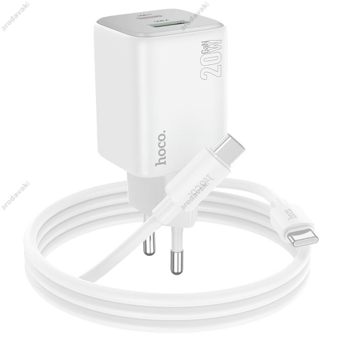 Мережевий зарядний пристрій Hoco N41 Almighty charger Type-C cable 20W White