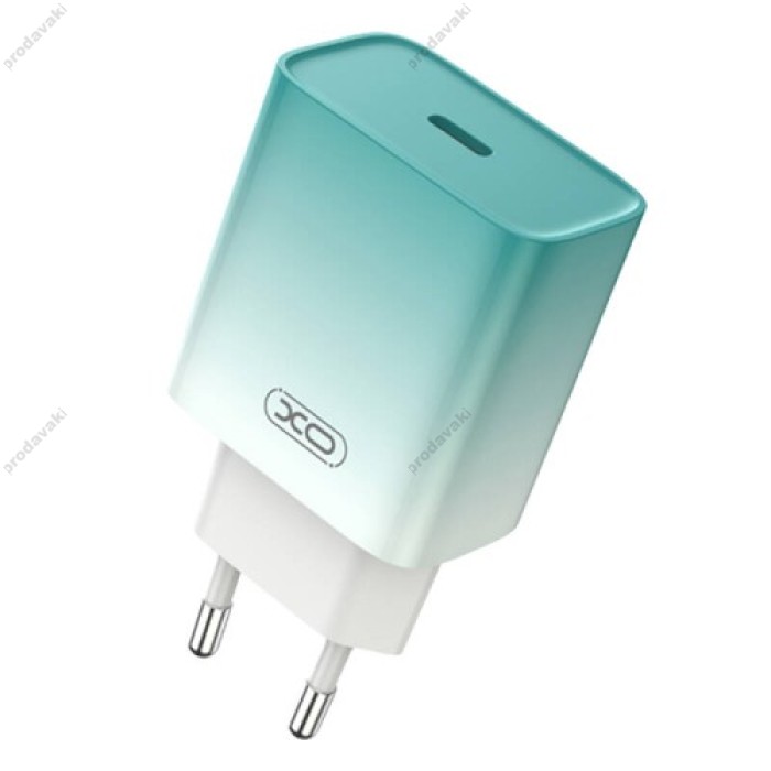 Мережевий зарядний пристрій XO CE18 fast charging charger Type-C cable 30W Blue