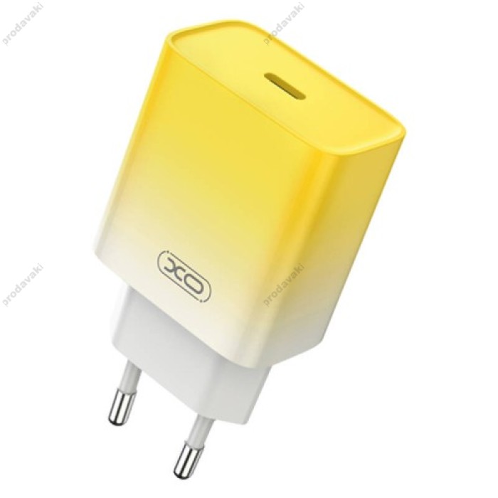 Мережевий зарядний пристрій XO CE18 fast charging charger Type-C cable 30W Yellow