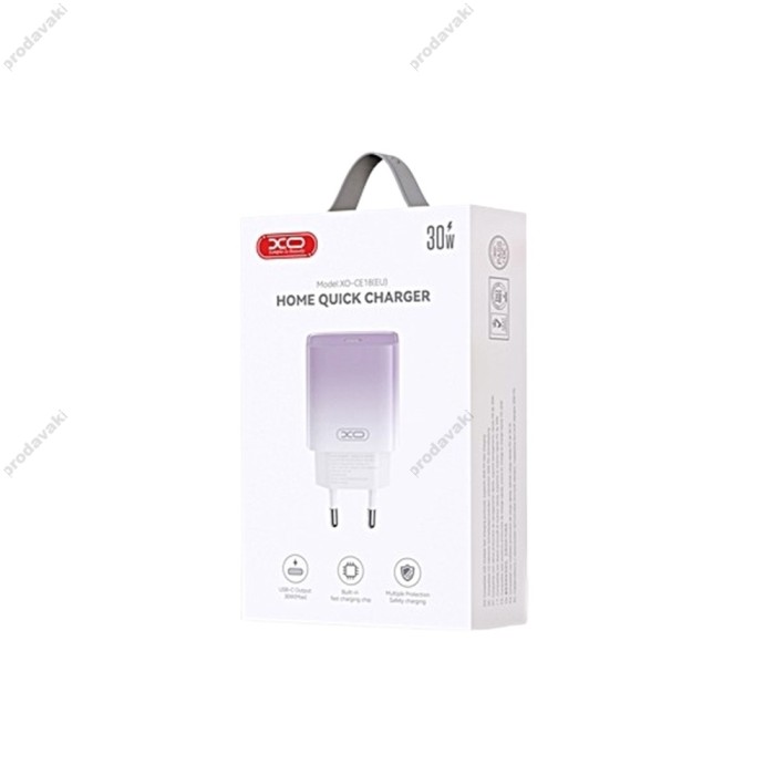 Мережевий зарядний пристрій XO CE18 fast charging charger 30W Purple