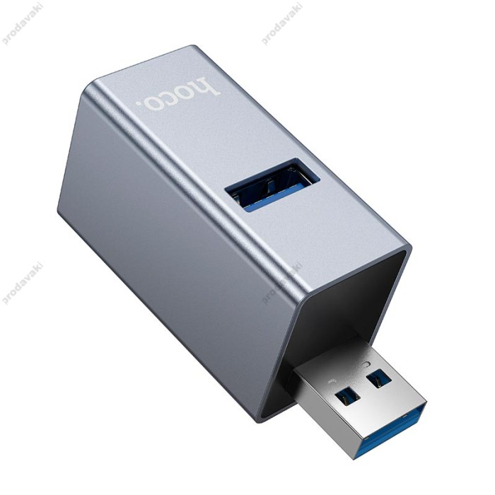USB-Хаб Hoco HB54 converter 3в1 USB to 2xUSB 2.0+USB 3.0 Grey