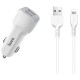 Автомобільний зарядний пристрій Hoco Z23 lightning 2USB White