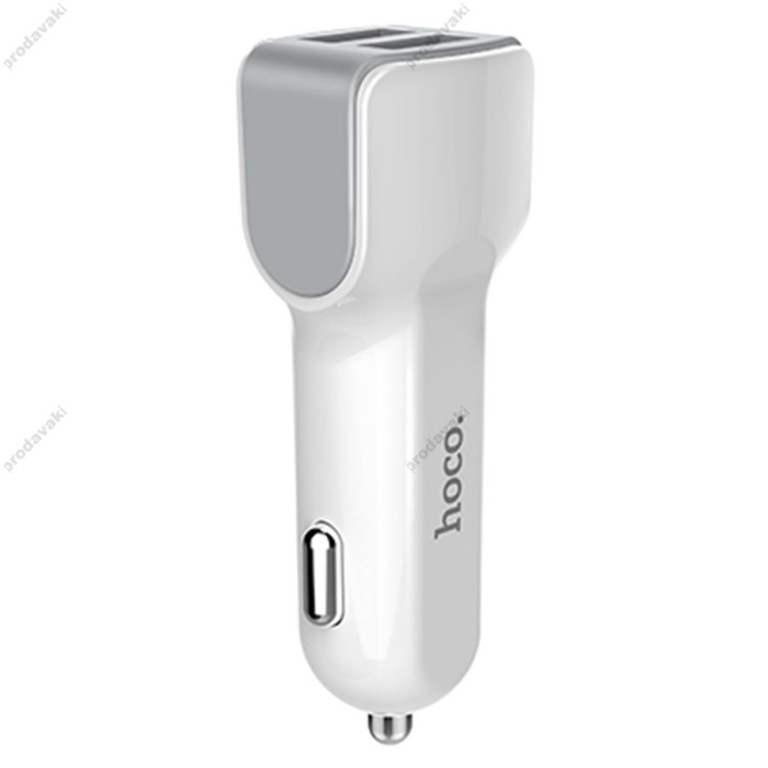 Автомобільний зарядний пристрій Hoco Z23 lightning 2USB White