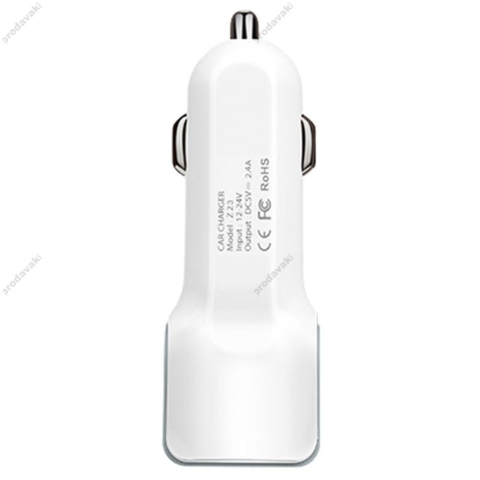 Автомобільний зарядний пристрій Hoco Z23 lightning 2USB White