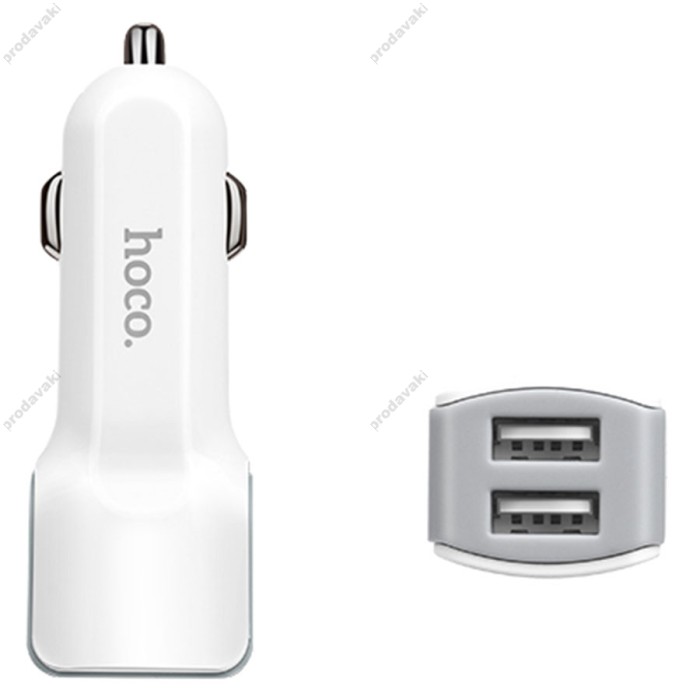Автомобільний зарядний пристрій Hoco Z23 lightning 2USB White