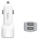 Автомобільний зарядний пристрій Hoco Z23 lightning 2USB White