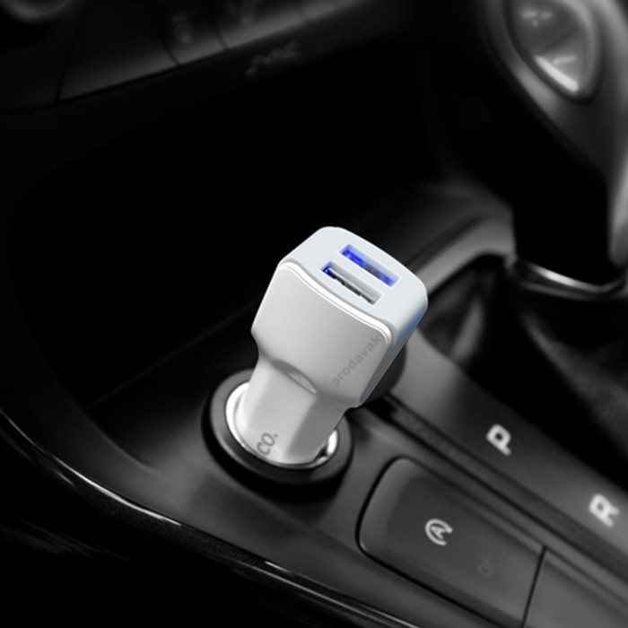 Автомобільний зарядний пристрій Hoco Z23 lightning 2USB White