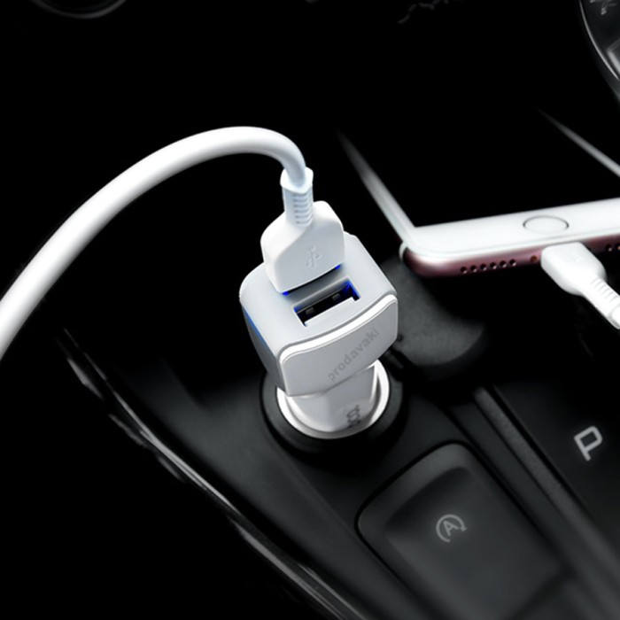 Автомобільний зарядний пристрій Hoco Z23 lightning 2USB White