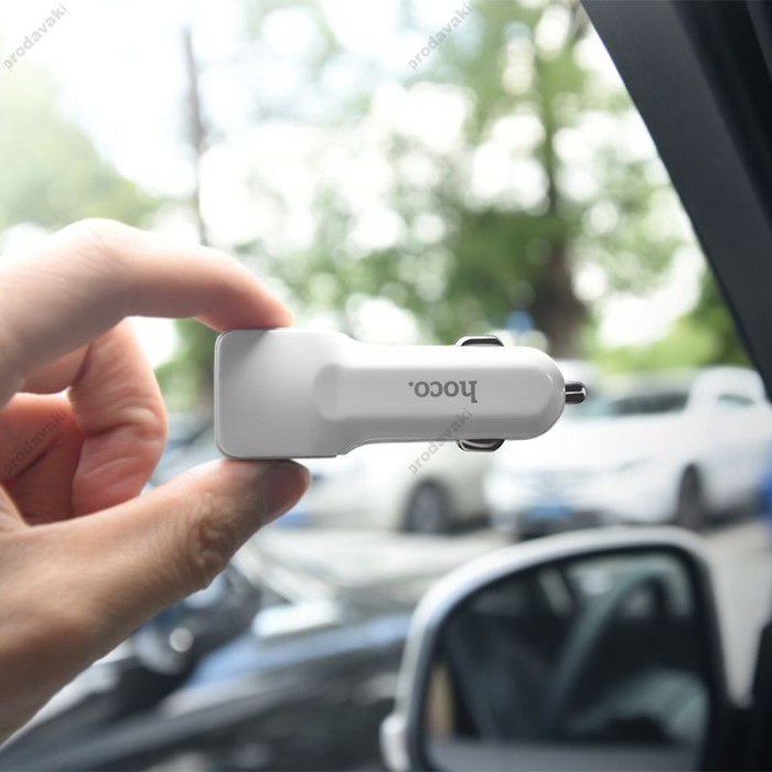 Автомобільний зарядний пристрій Hoco Z23 microUSB 2USB White
