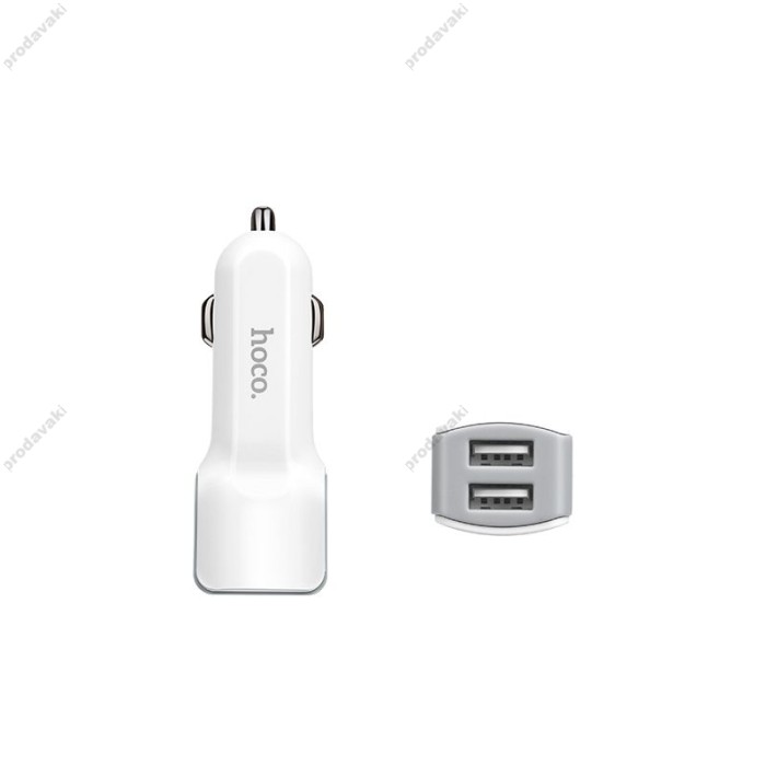 Автомобільний зарядний пристрій Hoco Z23 microUSB 2USB White