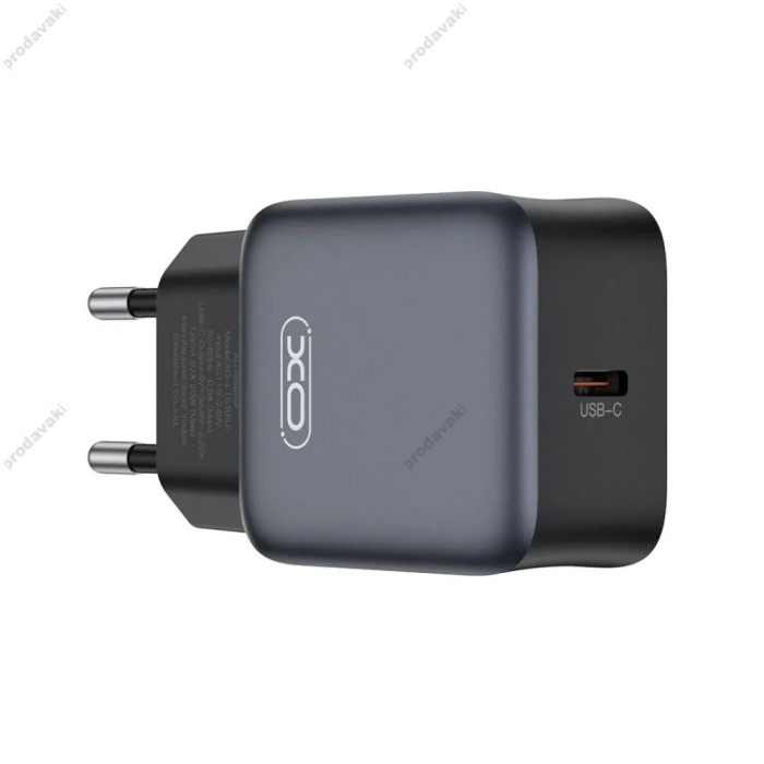 Мережевий зарядний пристрій XO L155 USB-C Fast Charger 30W Black
