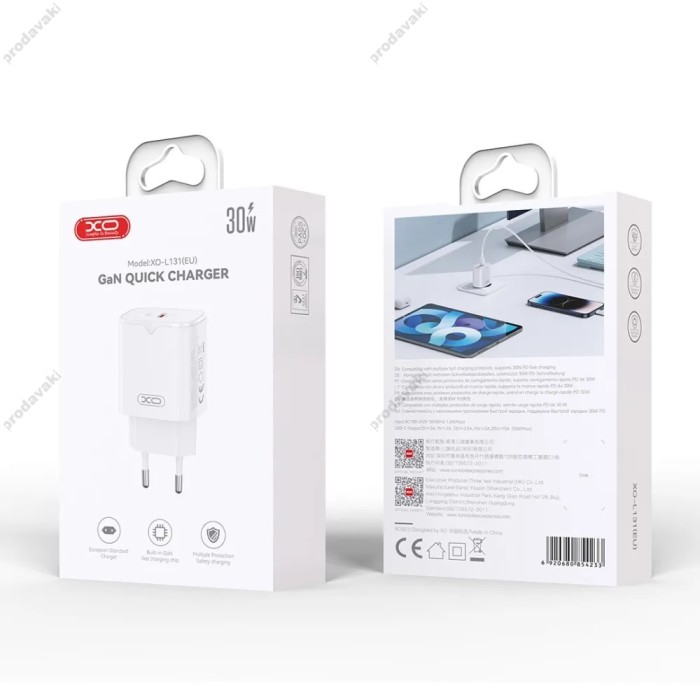 Мережевий зарядний пристрій XO L131 Fast Charging Charger 30W White