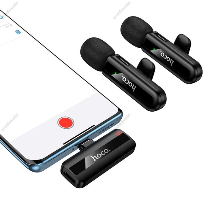 Бездротовий мікрофон Hoco L20A Lightning / Type-C Fair wireless microphone Black