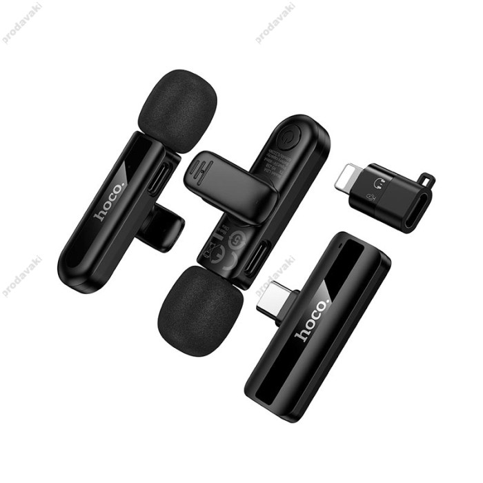 Бездротовий мікрофон Hoco L20A Lightning / Type-C Fair wireless microphone Black